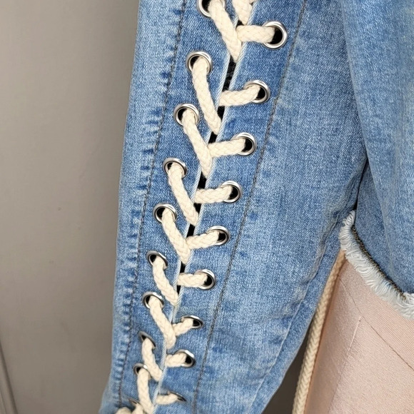 Denim Lace-Up Women's Jacket - Picture 5 of 11